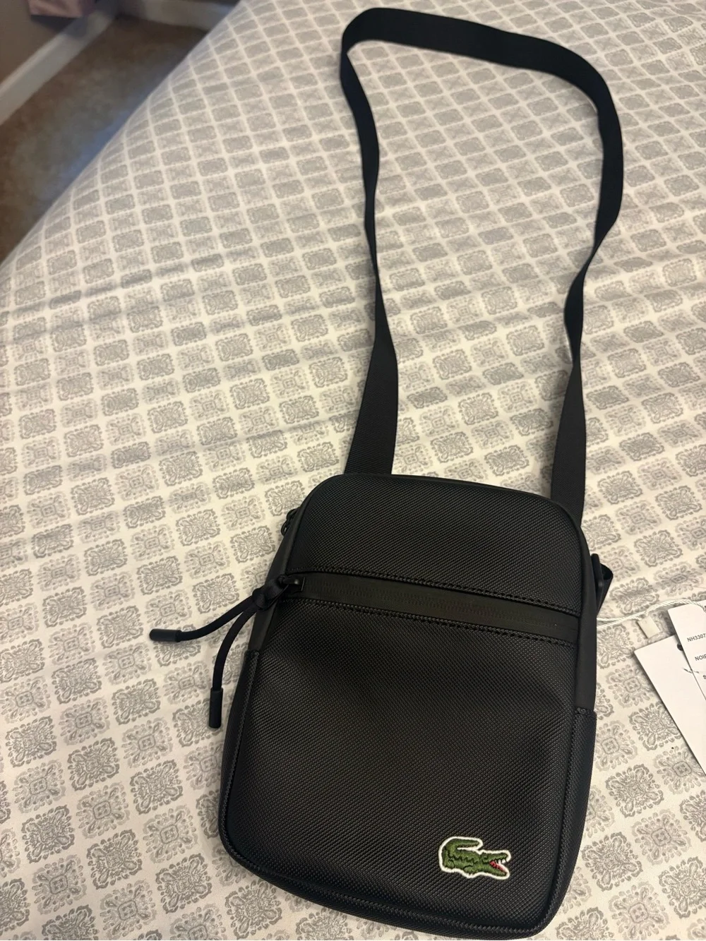 LaCrosse Black Messenger Crossbody Bag with Green Logo